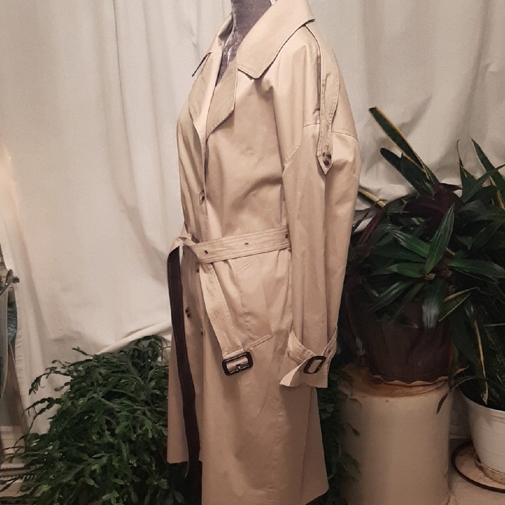 NWT Badgley💝Mischka DOUBLE BREASTED Classic Tan Trench Coat Sz L - Picture 3 of 16